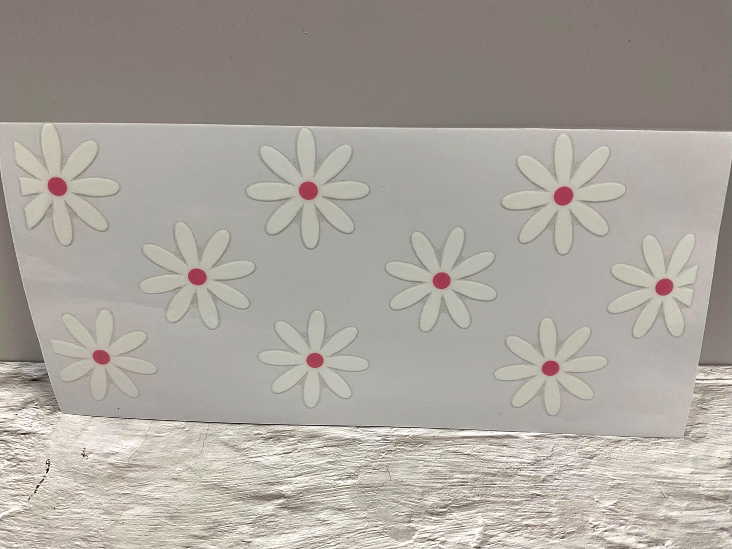 Daisies UV DTF transfer sticker, 16oz glass can wrap