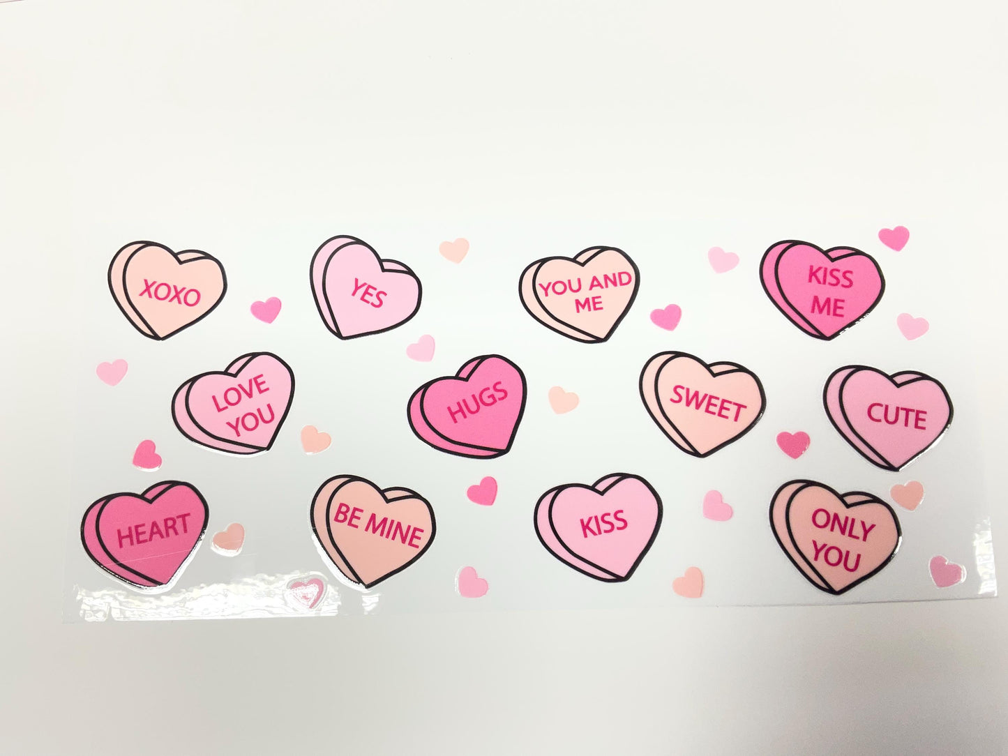 Love Heart UV DTF transfer sticker, 16oz glass can wrap