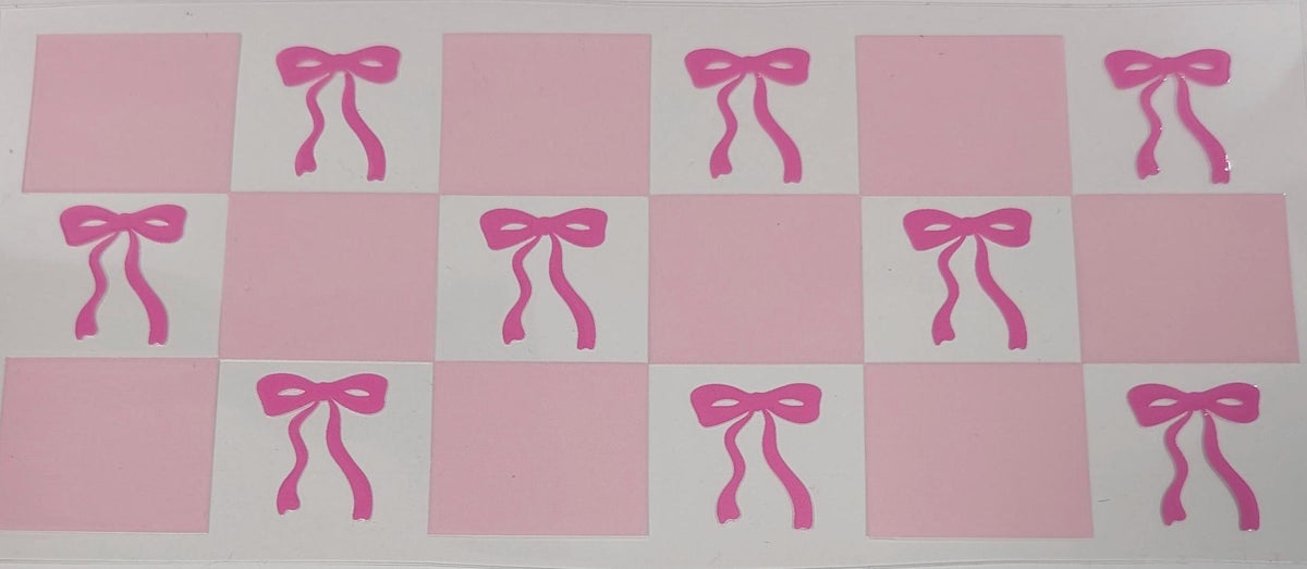 Bows & Checks UV DTF transfer sticker, 16oz glass can wrap __etsy:6435474797