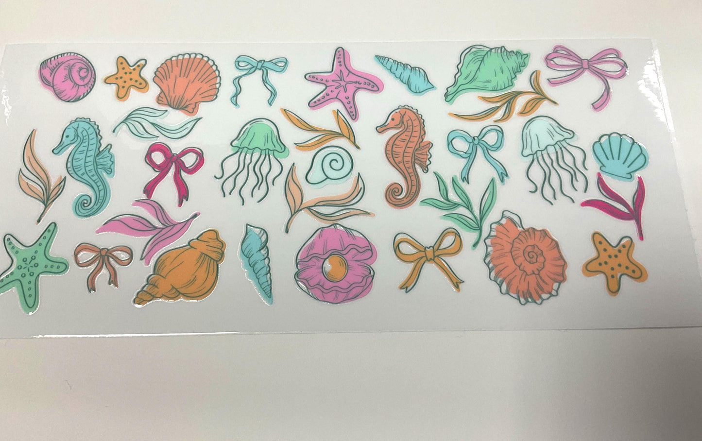 Under the Sea Life UV DTF transfer sticker, 16oz glass can wrap