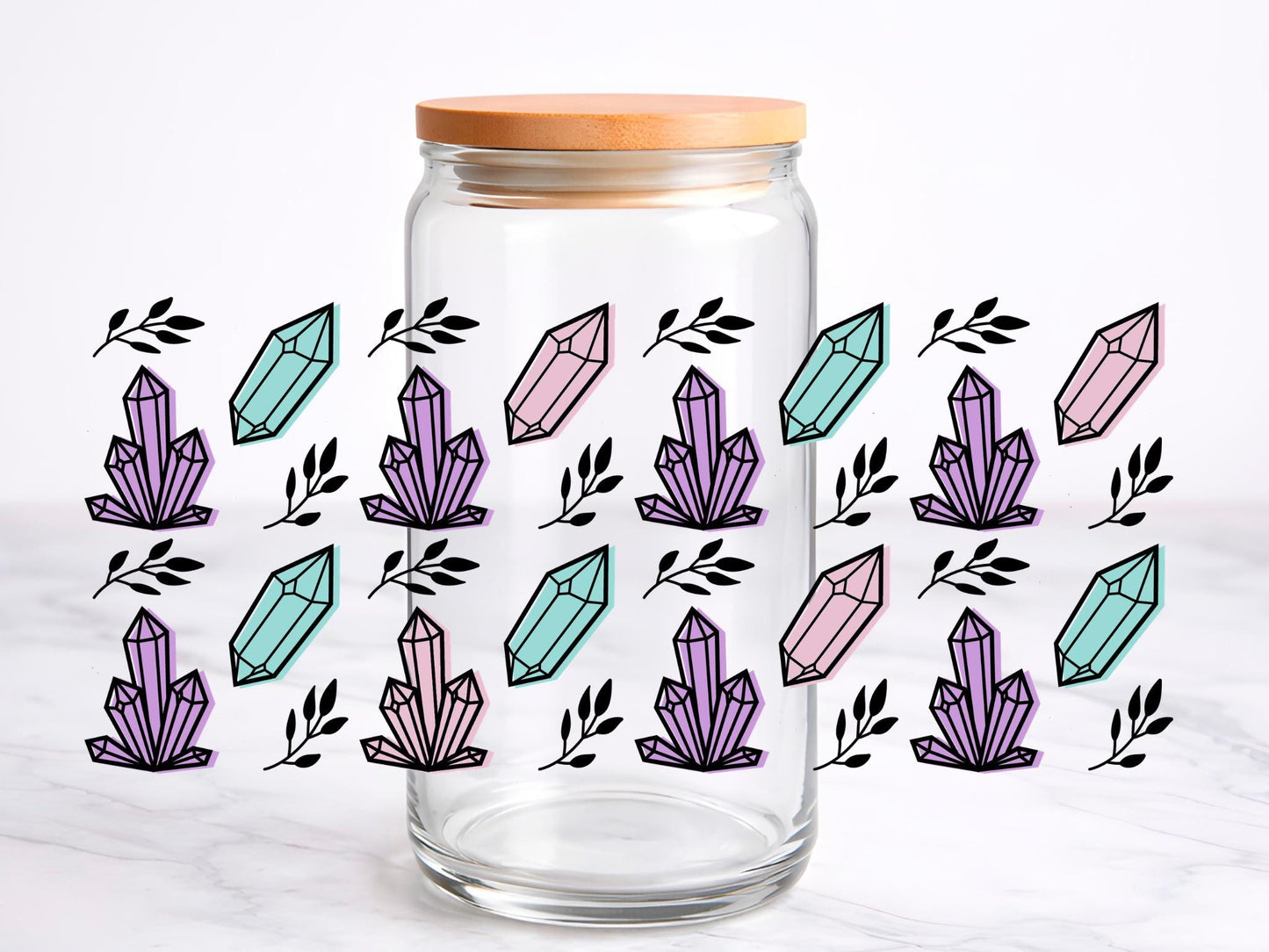 Crystal Clarity UV DTF transfer sticker, 16oz glass can wrap