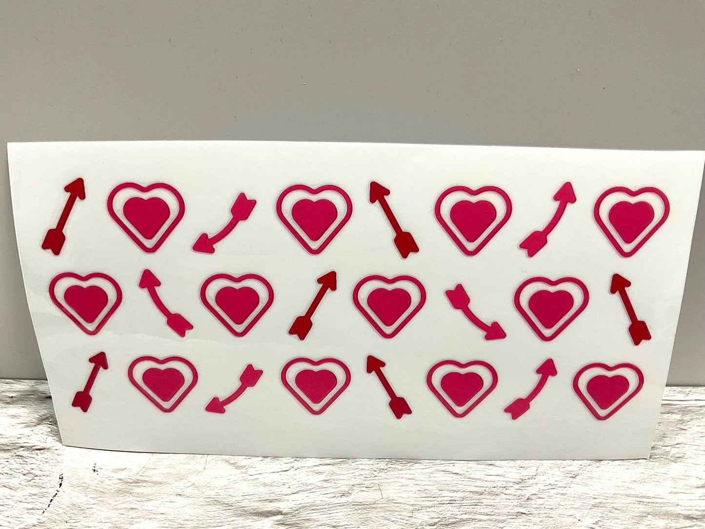 Cupid's Arrows UV DTF transfer sticker, 16oz glass can wrap