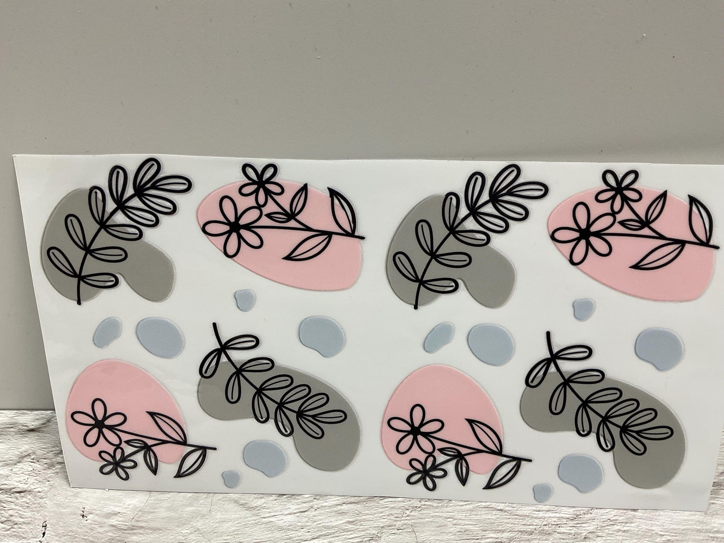 Boho Floral UV DTF transfer sticker, 16oz glass can wrap