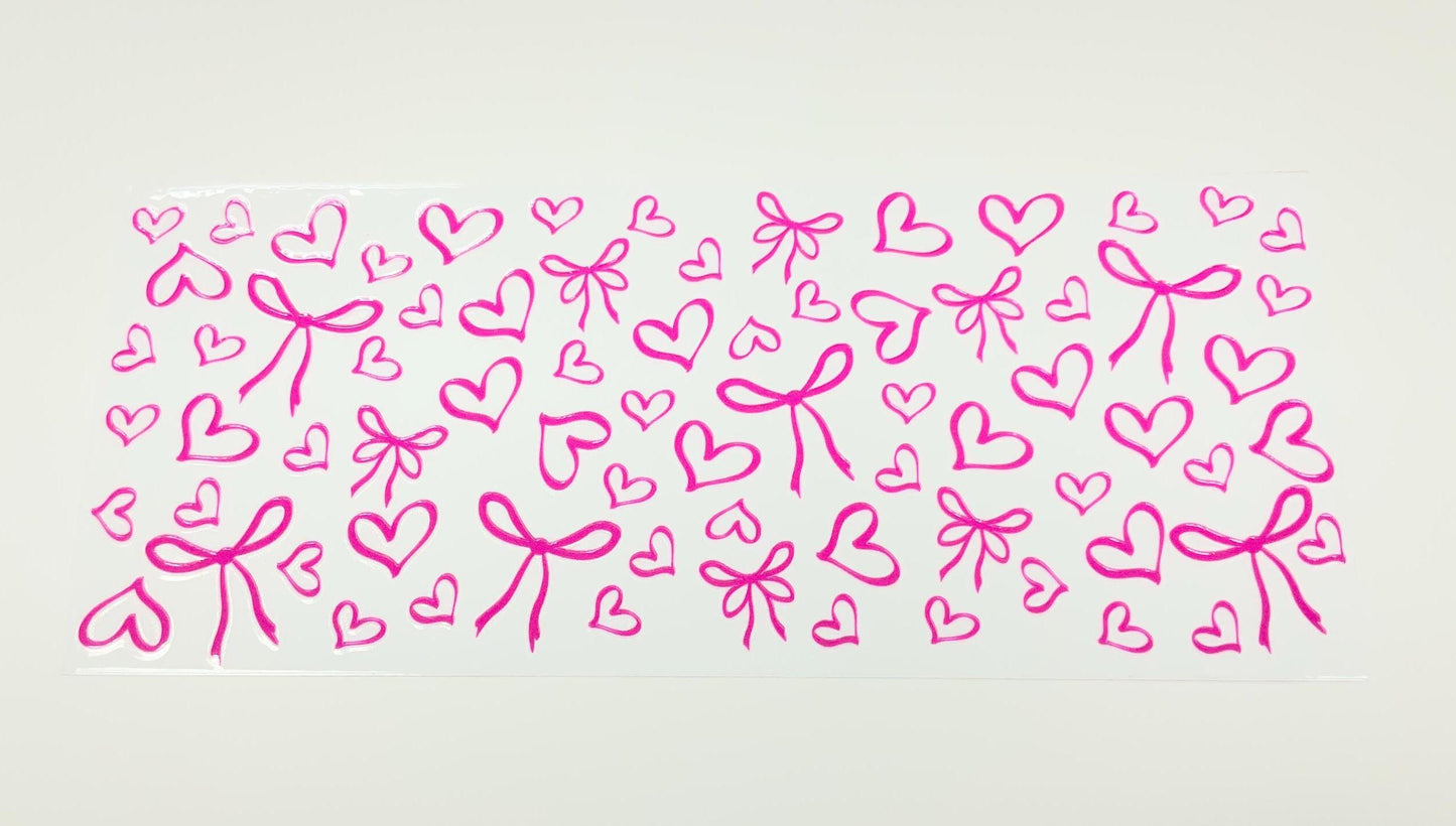 Coquette Love UV DTF transfer sticker, 16oz glass can wrap, double-sided