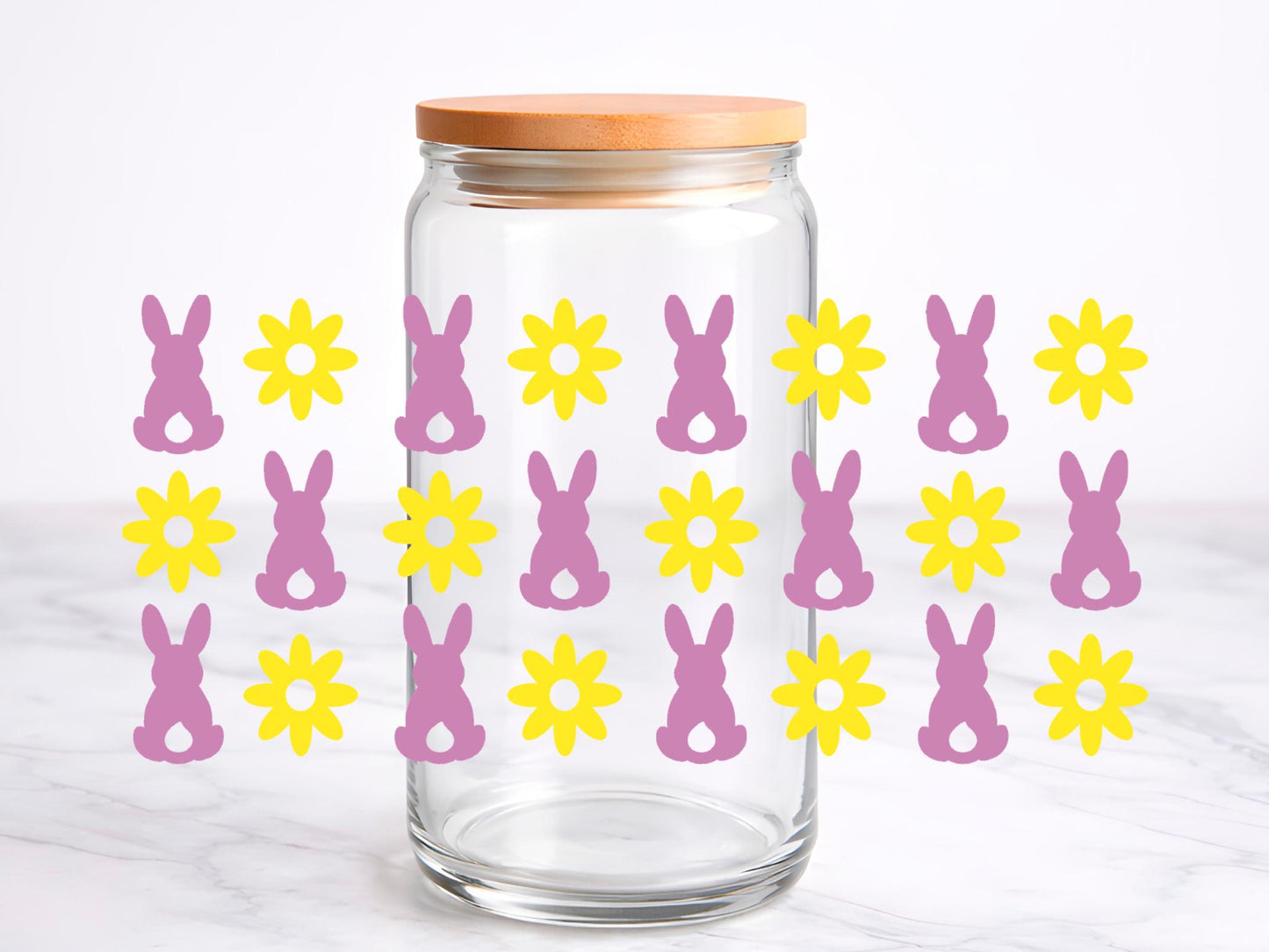 Bunny Bumbum UV DTF transfer sticker, 16oz glass can wrap