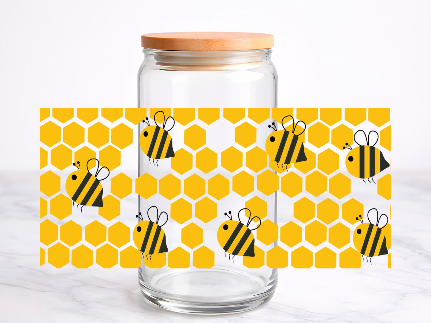 Honeycomb UV DTF transfer sticker, 16oz glass can wrap