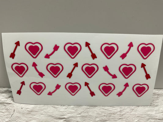 Cupid’s Arrow UV DTF transfer sticker, 16oz glass can wrap