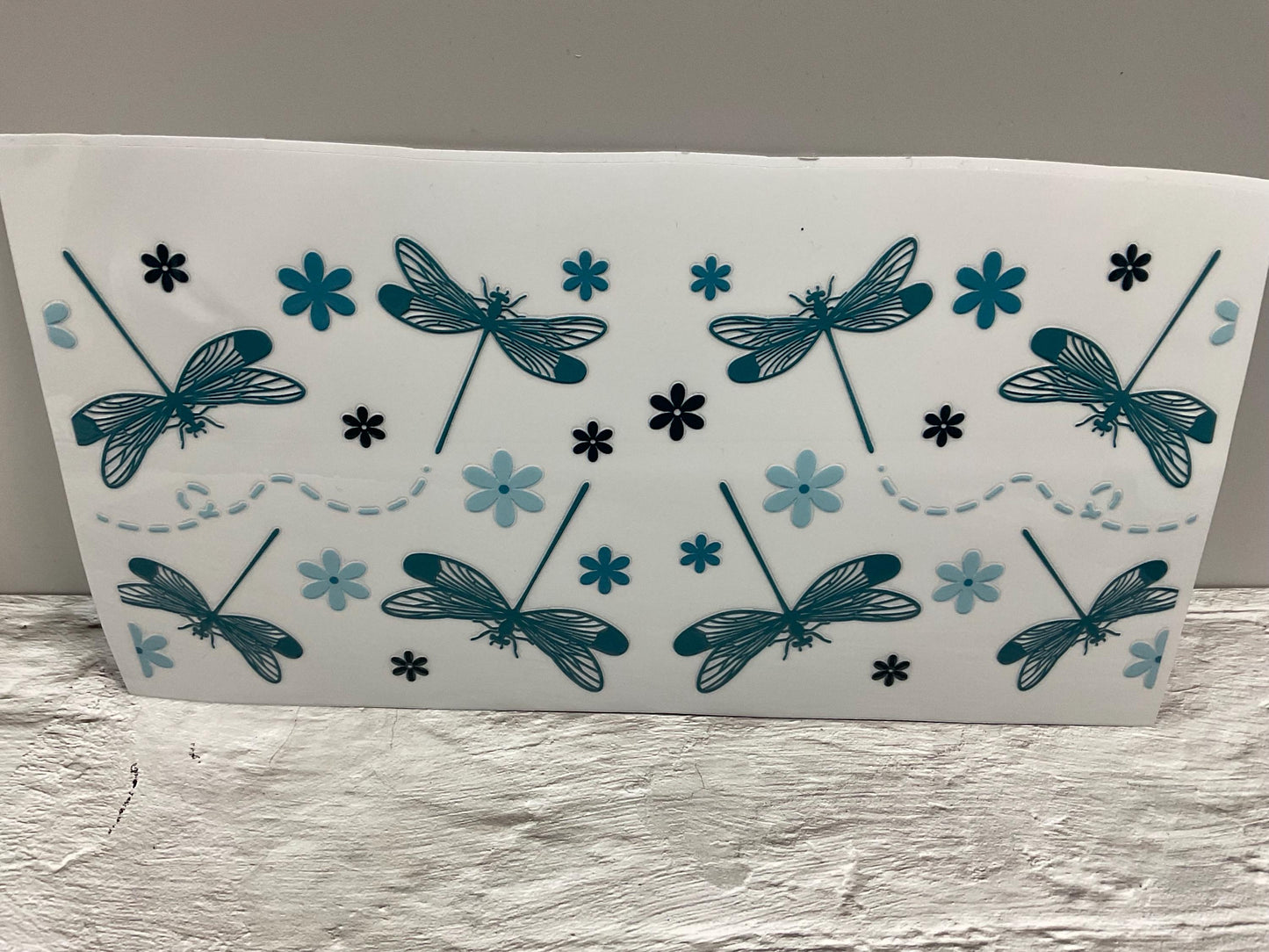 Dragonfly UV DTF transfer sticker, 16oz glass can wrap