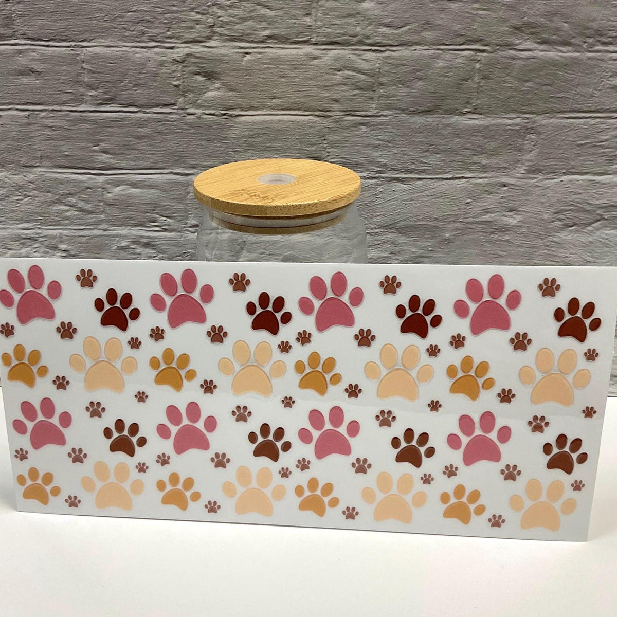 Dog Paws UV DTF transfer sticker, 16oz glass can wrap __etsy:7663053075