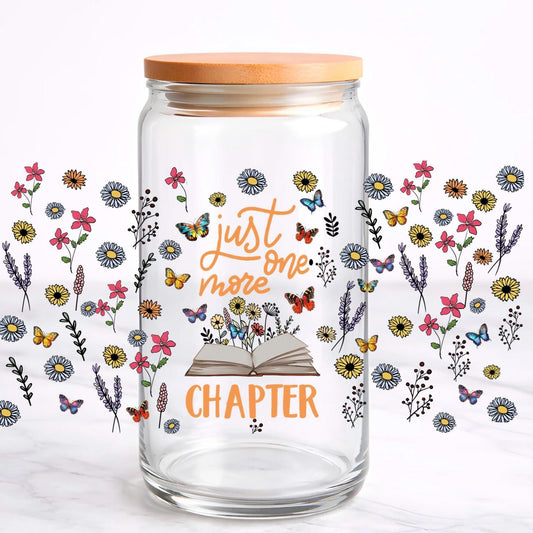 Just One More Chapter UV DTF transfer sticker, 16oz glass can wrap __etsy:7716092944