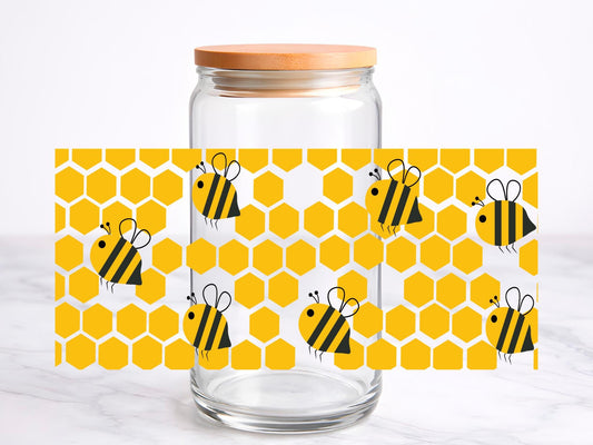 Honeycomb UV DTF transfer sticker, 16oz glass can wrap __etsy:7937016406