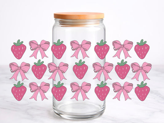 Berries & Bows UV DTF transfer sticker, 16oz glass can wrap __etsy:7997475156